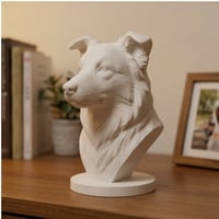 犬（ボーダーコリー）の3Dプリント胸像 白PLA 彫刻 置物 インテリア