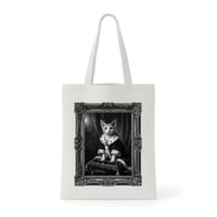 猫（デボンレックス）トートバッグ ルネサンス風モノクロアート 額縁デザイン