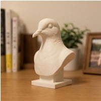 ジュズカケバトの3Dプリント胸像 白PLA 彫刻 置物 インテリア
