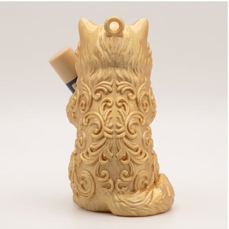 猫（ペルシャ猫）の3Dプリント リップケース シルクゴールド キーホルダー