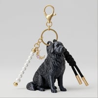 犬（バーニーズマウンテンドッグ）のキーホルダー ミニチュア シルクブラック