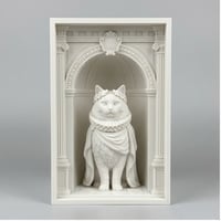 猫（ラグドール）の3Dプリント ブックヌーク 白PLA 本棚インテリア