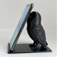 メンフクロウのスマホスタンド 卓上 シルクブラック