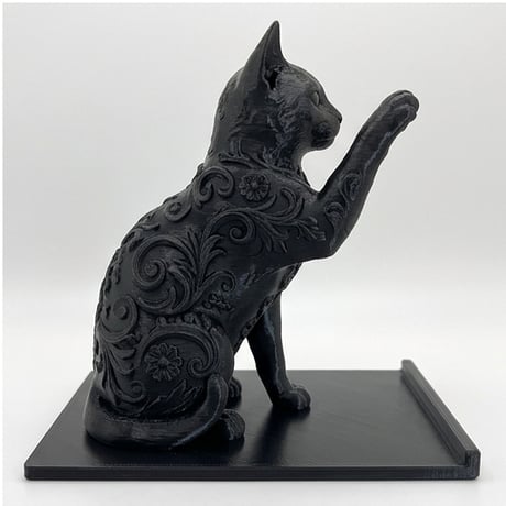 猫（オシキャット）のスマホスタンド 卓上 シルクブラック