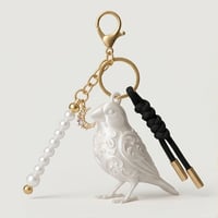 文鳥・ブンチョウのキーホルダー ミニチュア シルクホワイト