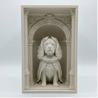 犬（キャバリア）の3Dプリント ブックヌーク 白PLA 本棚インテリア