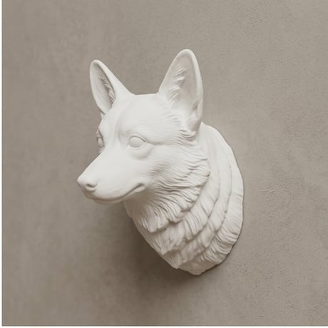 犬（コーギー）の壁掛けレリーフ 3Dプリント 白PLA インテリア