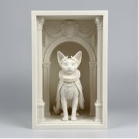 猫（デボンレックス）の3Dプリント ブックヌーク 白PLA 本棚インテリア