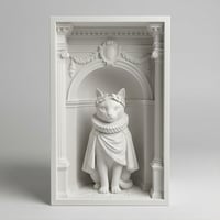 猫（ロシアンブルー）の3Dプリント ブックヌーク 白PLA 本棚インテリア