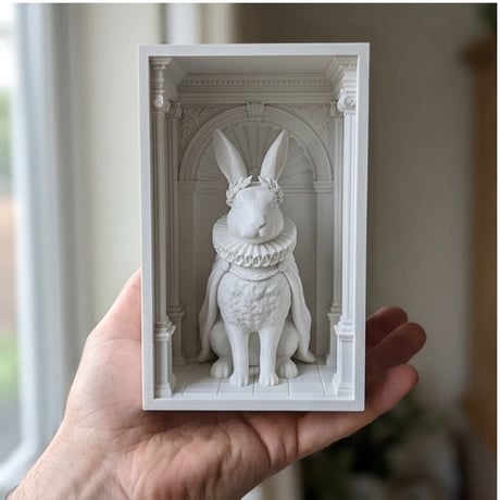 うさぎ（レッキス）の3Dプリント ブックヌーク 白PLA 本棚インテリア
