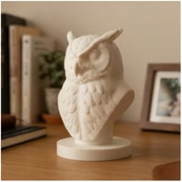 ベンガルワシミミズクの3Dプリント胸像 白PLA 彫刻 置物 インテリア