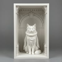 猫（ソマリ）の3Dプリント ブックヌーク 白PLA 本棚インテリア