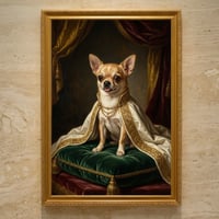 犬（チワワ）のルネサンス風肖像画 油絵風アートA3額装インテリア壁掛け