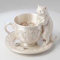 猫（ヒマラヤン）のアクセサリートレイ 小物入れ シルクホワイト