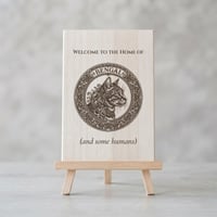 猫（ベンガル）の紋章 ウェルカムボード 桐 イーゼル付き
