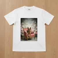 ジャーマンシェパード半袖Tシャツ ロココ調シャビーピンク ホワイト 男女兼用