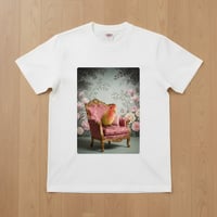 インコ（コザクラインコ）半袖Tシャツ ロココ調シャビーピンク ホワイト 男女兼用