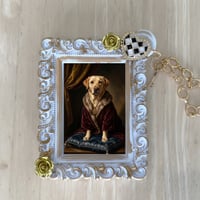 犬（ラブラドールレトリバー）バッグチャーム ルネサンス風 ホワイト額縁デザイン