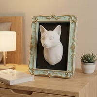 猫（シャム猫）の壁掛けレリーフ 3Dプリント 白PLA インテリア