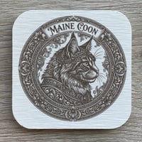 猫（メインクーン）の紋章コースター 4枚セット アンティーク調（珪藻土配合）