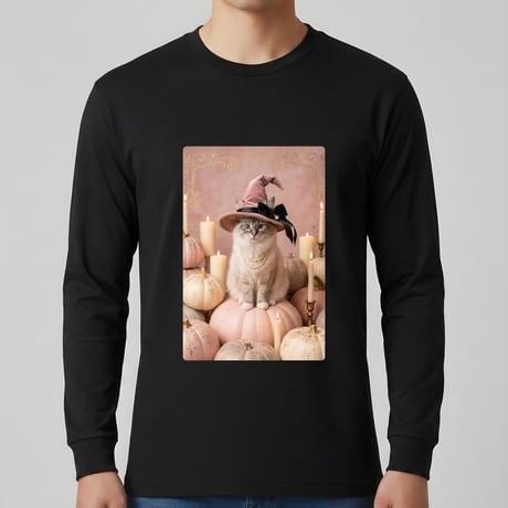 猫（ラグドール）長袖Tシャツ ハロウィン限定 ブラック 男女兼用