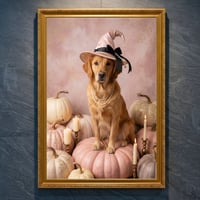 犬（ゴールデンレトリバー）のハロウィン限定アート A4金縁額装インテリア壁掛け