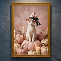 猫（デボンレックス）のハロウィン限定アート A4金縁額装インテリア壁掛け
