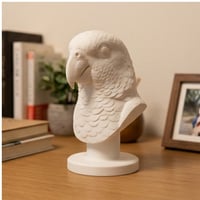 インコ（キエリボウシインコ）の3Dプリント胸像 白PLA 彫刻 置物 インテリア