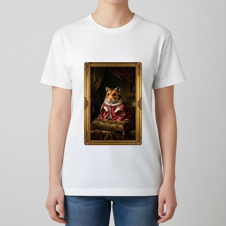 キャンベルハムスター半袖Tシャツ ルネサンス風カラー ホワイト 男女兼用