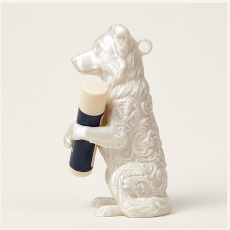 犬（ボーダーコリー）の3Dプリント リップケース シルクホワイト キーホルダー