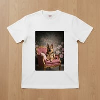ジャーマンシェパード半袖Tシャツ ロココ調シャビーピンク ホワイト 男女兼用