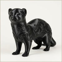 フェレットの置物 全身オブジェ ルネサンス装飾 シルクブラック