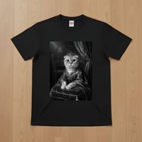 スコティッシュフォールド半袖Tシャツ ルネサンス風モノクロ ブラック 男女兼用