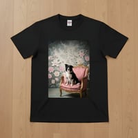 犬（ボーダーコリー）半袖Tシャツ ロココ調シャビーピンク ブラック 男女兼用