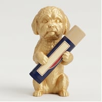 犬（ビションフリーゼ）の3Dプリント リップケース シルクゴールド キーホルダー