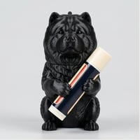 犬（チャウチャウ）の3Dプリント リップケース シルクブラック キーホルダー