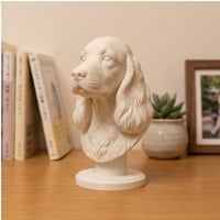 犬（コッカースパニエル）の3Dプリント胸像 白PLA 彫刻 置物 インテリア