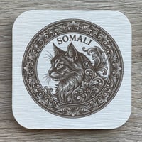 猫（ソマリ）の紋章コースター 4枚セット アンティーク調（珪藻土配合）