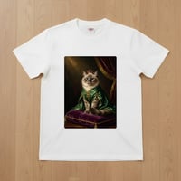 猫（ヒマラヤン）半袖Tシャツ ルネサンス風カラーアート ホワイト 男女兼用