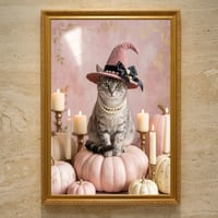 猫（アメリカンショートヘア）のハロウィン限定アート A3額装インテリア壁掛け