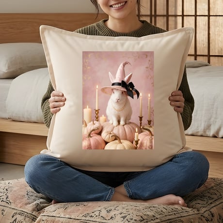 うさぎ（ニュージーランドホワイト）クッション 45cm ハロウィン限定アート