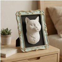 猫（シャルトリュー）の壁掛けレリーフ 3Dプリント 白PLA インテリア