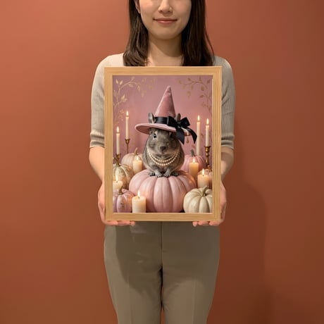 デグーのハロウィン限定アート A4額装インテリア壁掛け