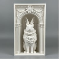 うさぎ（カリフォルニアン）の3Dプリント ブックヌーク 白PLA 本棚インテリア