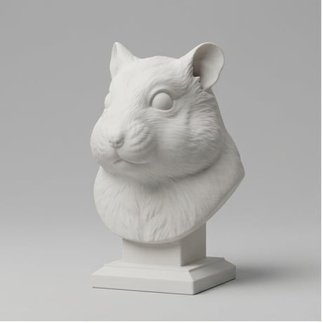 キャンベルハムスターの3Dプリント胸像 白PLA 彫刻 置物 インテリア