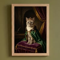 猫（トンキニーズ）のルネサンス風肖像画 油絵風アートA4額装インテリア壁掛け