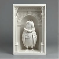 ワカケホンセイインコのブックヌーク 3Dプリント 白PLA 本棚インテリア