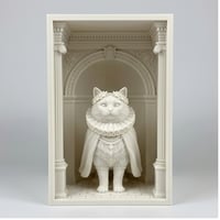 猫（バーマン）の3Dプリント ブックヌーク 白PLA 本棚インテリア