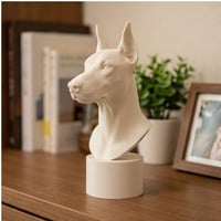 犬（ドーベルマン）の3Dプリント胸像 白PLA 彫刻 置物 インテリア