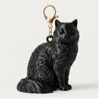 猫（ヒマラヤン）のキーホルダー ミニチュア シルクブラック